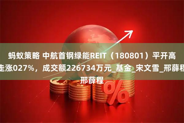 蚂蚁策略 中航首钢绿能REIT（180801）平开高走涨027%，成交额226734万元_基金_宋文雪_邢薛程