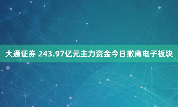 大通证券 243.97亿元主力资金今日撤离电子板块