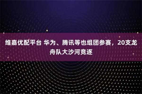 维嘉优配平台 华为、腾讯等也组团参赛，20支龙舟队大沙河竞逐